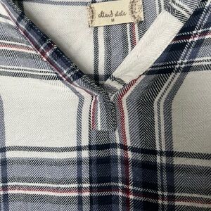 Altar'd State Navy and White Plaid Blouse